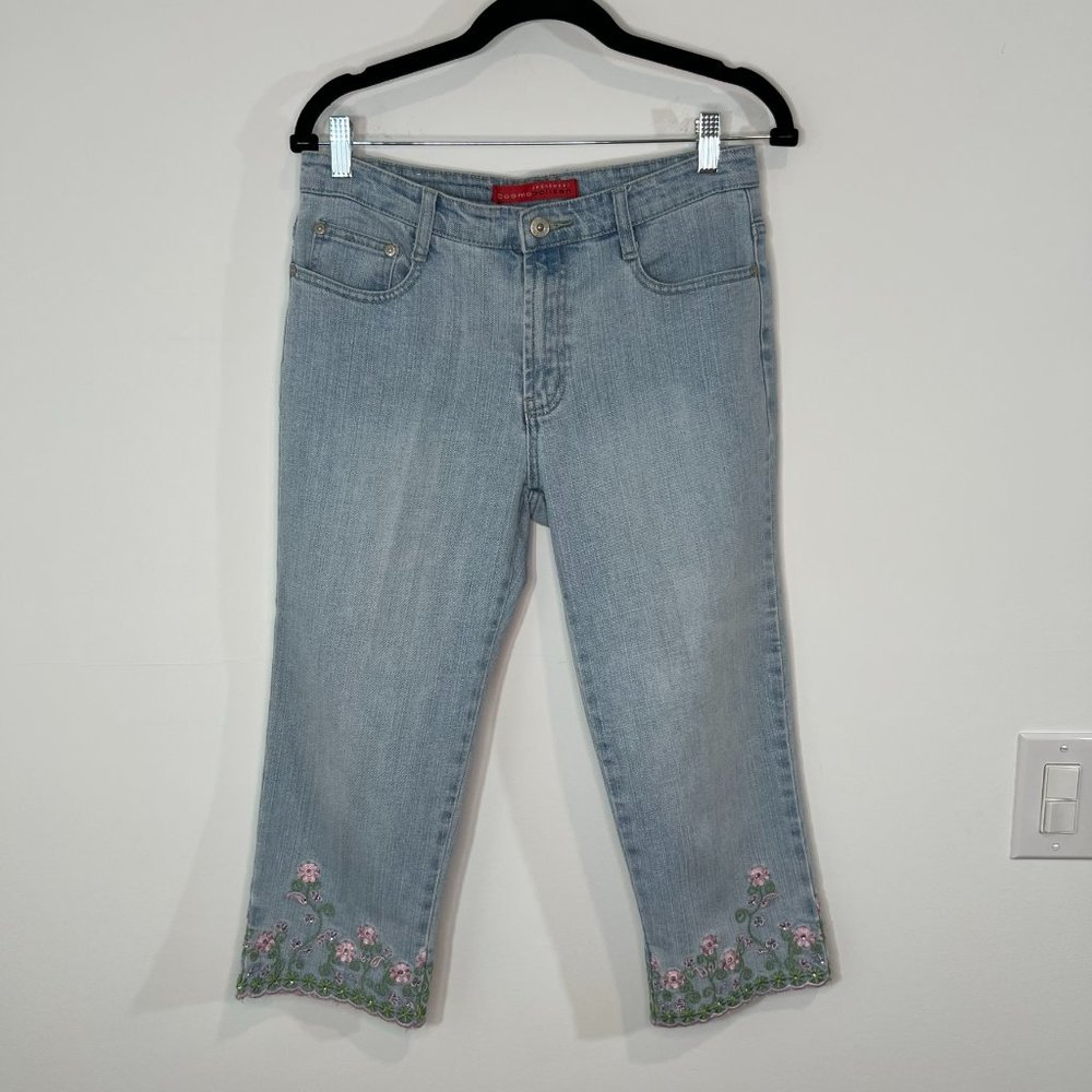 Cosmopolitan Jeanswear Denim 3D Floral Jeans, Size 8